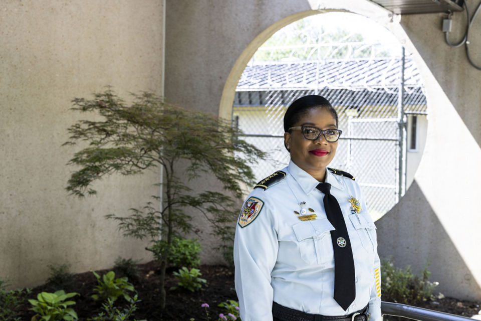 <strong>Jail Assistant Chief Takietha Tuggle poses in front of the new Shelby County Youth Justice and Education Center.</strong> (Brad Vest/Special to The Daily Memphian)