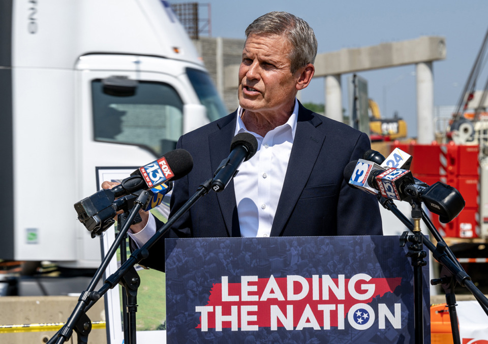 <strong>Tennessee Gov. Lee and other elected officials were in Memphis to mark construction work on the Interstate 55 interchange.</strong> (Greg Campbell/Special to The Daily Memphian)