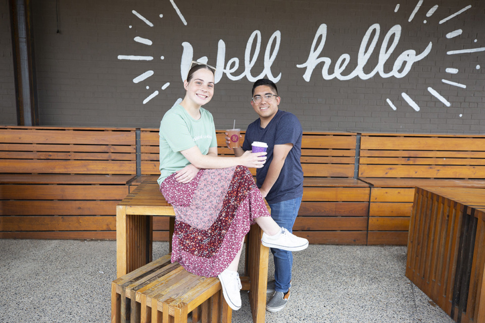 <strong>Organizers Alyssa (left) and Gabe Beck (right) started the summer-long Coffee Shop Hop, encouraging people to visit coffee shops around Memphis.</strong> (Ziggy Mack/Special to the Daily Memphian)