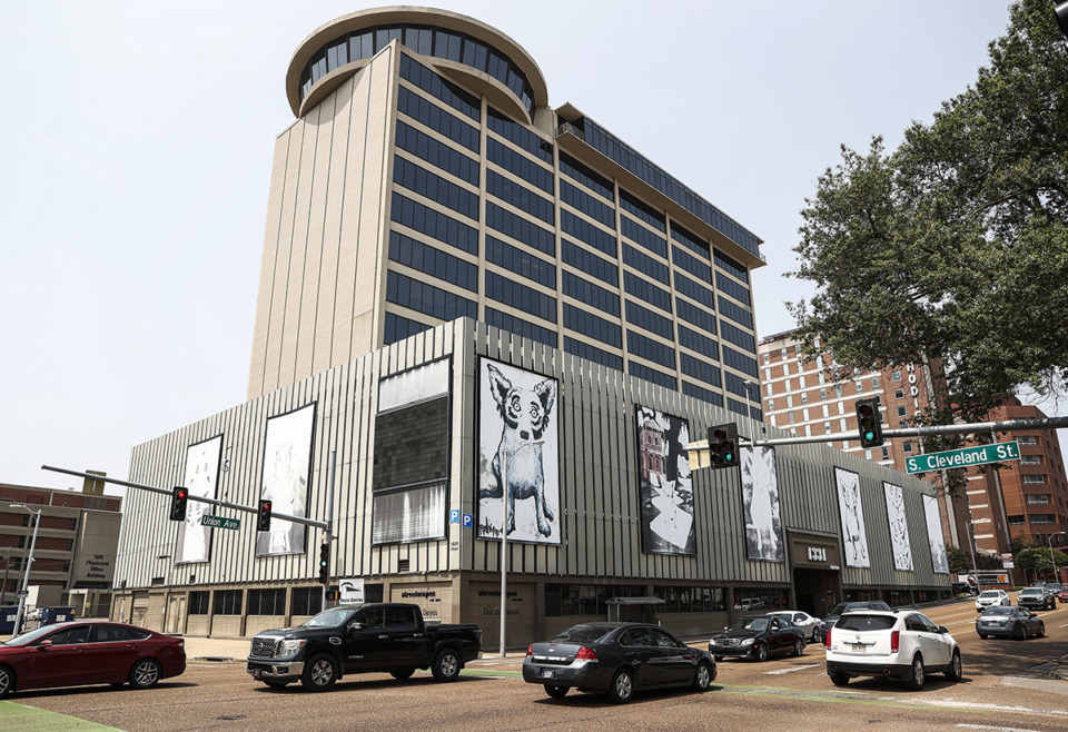 <strong>A development team hopes to convert the 15-story office building at 1331 Union Ave., known for its prominent prints of George Rodrigue&rsquo;s blue dogs, into a commercial mixed-use property.</strong> (Mark Weber/The Daily Memphian)