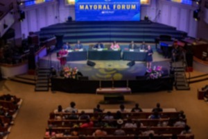 <strong>More than 100 people showed up to watch these six mayoral candidates (nine later in the evening) at Mississippi Boulevard Christian Church on Thursday, June 8, 2023.</strong> (Ziggy Mack/Special to The Daily Memphian)