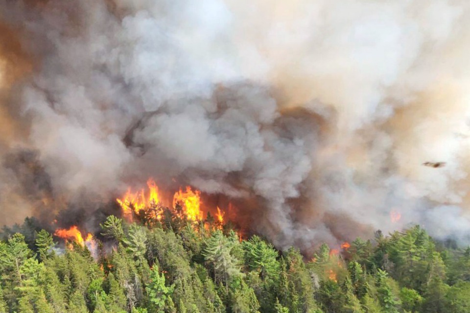 <strong>In this image released by the Ontario Ministry of Natural Resources and Forestry, the Sudbury 17 wildfire burns east of Mississagi Provincial Park near Elliot Lake, Ontario, on June 4, 2023. Smoke from hundreds of wildfires burning in Canada has affected air quality across vast swaths of the U.S.</strong> (Ontario Ministry of Natural Resources and Forestry/The Canadian Press via AP, File)