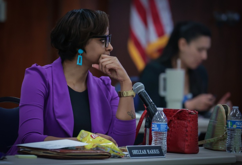 <strong>Sheleah Harris listens on during a MSCS superintendent search retreat June 1, 2023.</strong> (Patrick Lantrip/The Daily Memphian)
