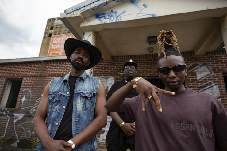 <strong>Musicians (left to right) DJ Texas Warehouse, Khidagodd, and The Prophet Nhaee at Tone for the Juneteenth Festival in Orange Mound on Sunday, June 18, 2023.</strong> (Ziggy Mack/Special to The Daily Memphian)