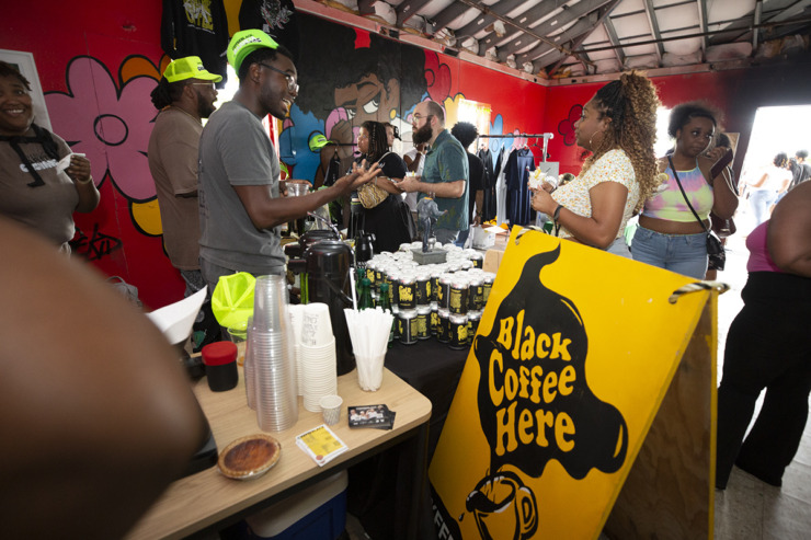 <strong>Cxffeeblack sells coffee and wares in the marketplace of the Tone Juneteenth Festival in Orange Mound on Sunday, June 18, 2023.</strong> (Ziggy Mack/Special to The Daily Memphian)