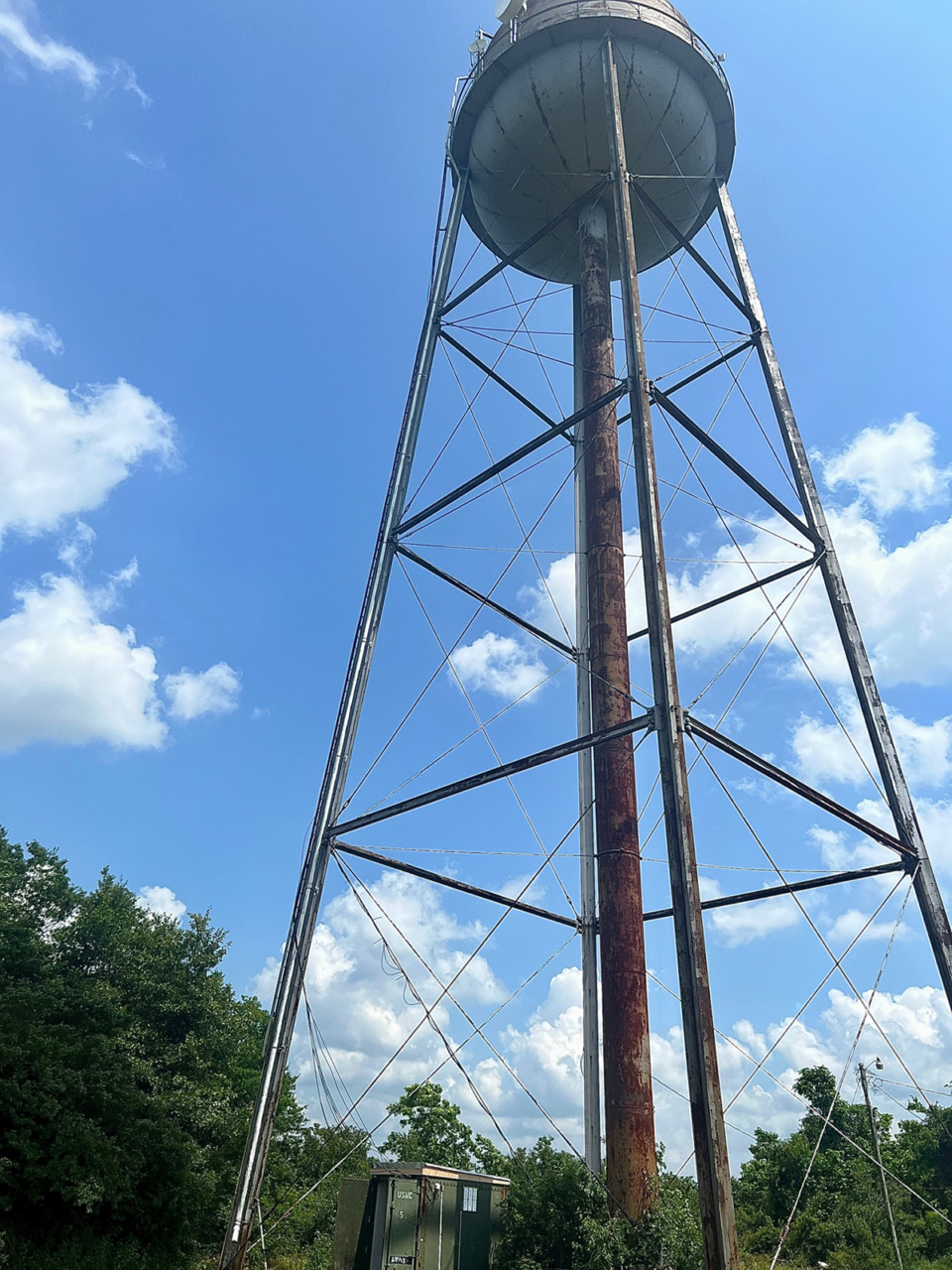 <strong>DeSoto County government employee Christie Barclay's view of the water tower where Uplink Internet installed equipment to help the Walls area in the Delta. Barclay used a drone to check out the equipment.</strong> (Courtesy DeSoto County Government)