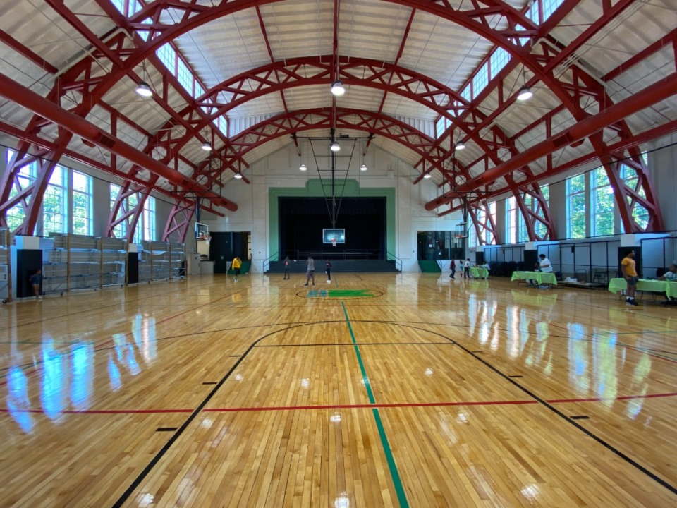 <strong>The central feature of the $4 million renovation of Gaston Community Center is the restoration of the windows that have been boarded up since 1974.</strong> (Bill Dries/The Daily Memphian)
