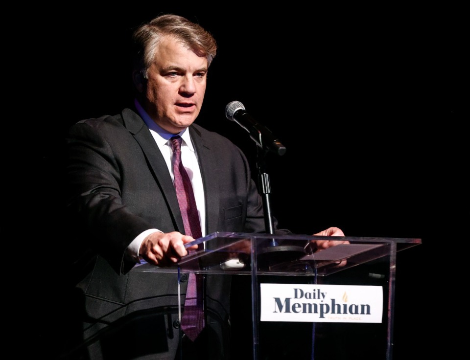 <strong>Mayoral candidate Frank Colvett speaks during a Daily Memphian sponsored debate on Monday, April 24, 2023 at the Halloran Centre for Performing Arts &amp; Education.</strong> (Mark Weber/The Daily Memphian)