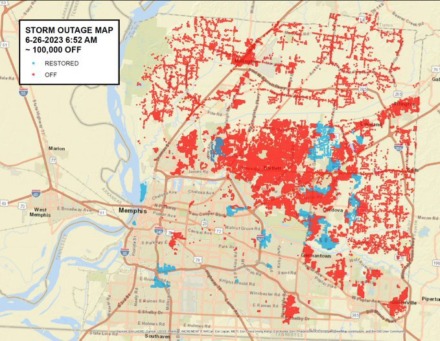 <strong>Memphis Light, Gas and Water said Monday morning that it could take days for power to be fully restored following Sunday night&rsquo;s thunderstorms.</strong>&nbsp;(Courtesy MLGW)
