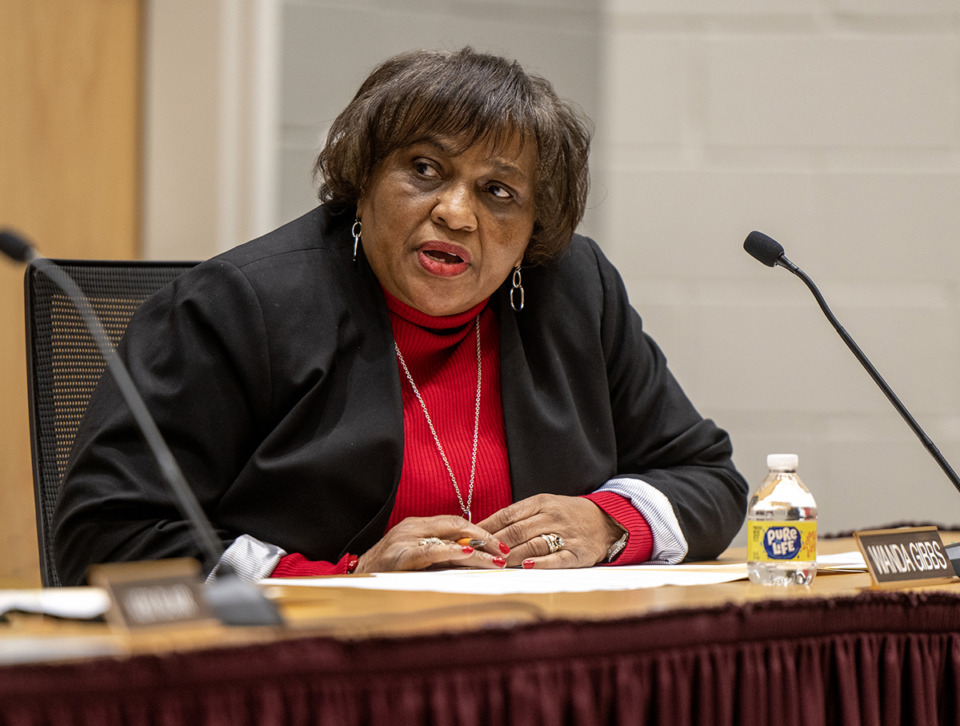 <strong>Collierville School Board member Wanda Gibbs expressed frustration that the district was reviewing waiving some tuition again and tried to remove the item from the meeting&rsquo;s agenda.</strong> (Greg Campbell/Special to The Daily Memphian)