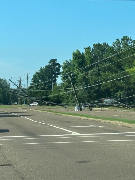 <strong>Power lines hung over the street at Wolf River Boulevard and Forest Hill Irene Road.</strong> (Courtesy Lauren Goss)