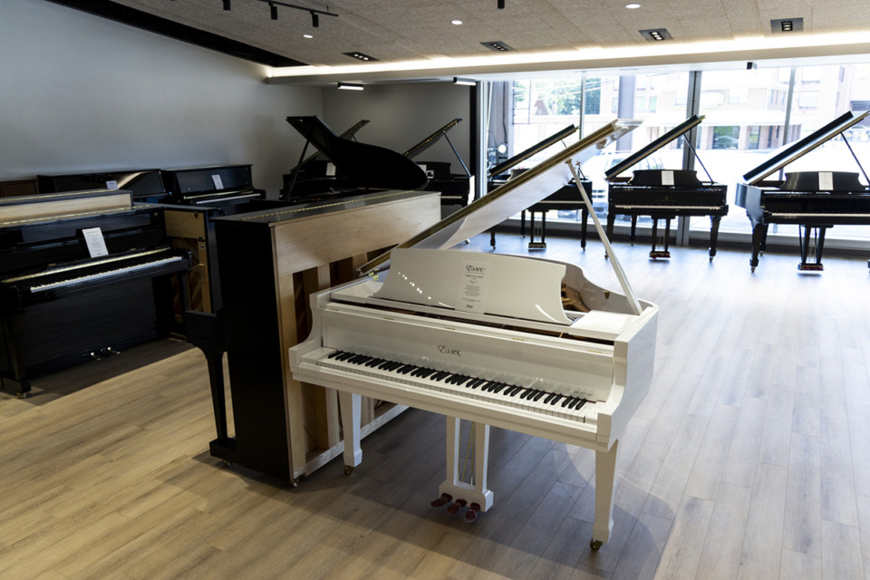 <strong>Amro Music&rsquo;s 3,700-square-foot showroom includes new and pre-owned pianos, including Steinway Spirio models.</strong> (Brad Vest/Special to The Daily Memphian)