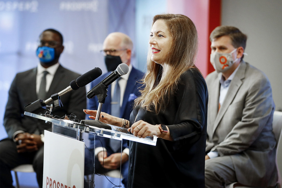 <strong>Gwyn Fisher speaks during a press conference Tuesday, Oct. 26, 2021.</strong> (Mark Weber/The Daily Memphian file)