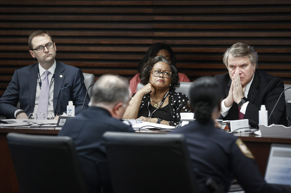 <strong>Memphis City Council members (left to right) J. Ford Canale, Patrice Robinson and Frank Colvett voted to approve adding a ballot question on gun control measures, along with the rest of the councilmember aside from Rhonda Logan, who&nbsp;left the meeting before the vote.</strong> (Mark Weber/The Daily Memphian file)