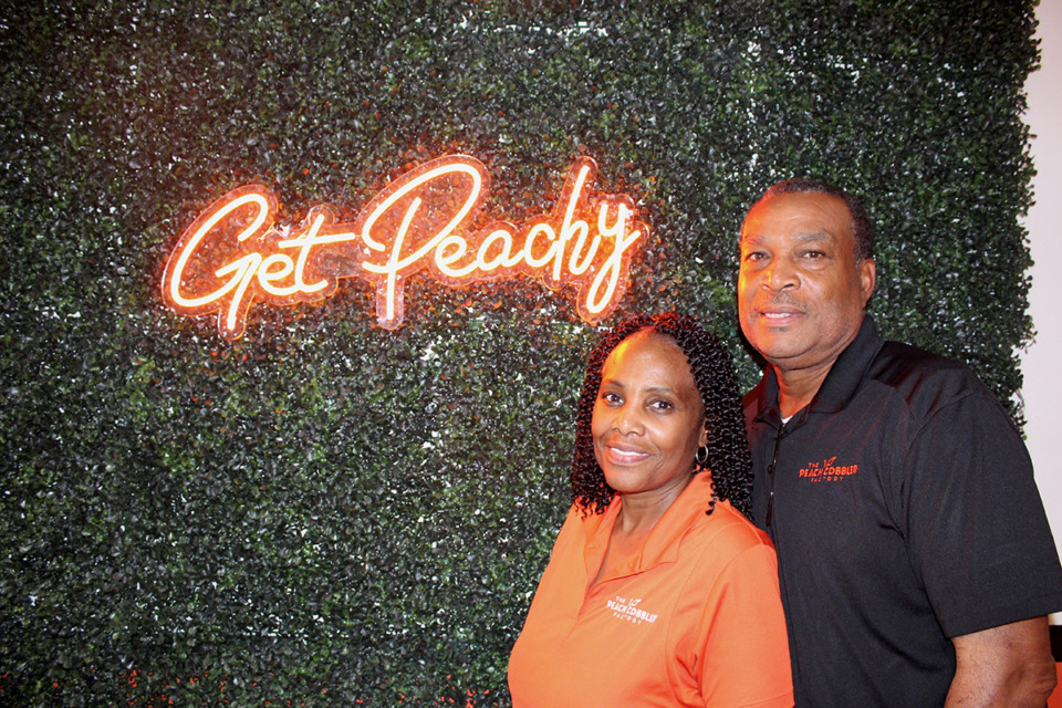 <strong>Peach Cobbler Factory owners Otis and Janie Jackson in their the new location.</strong> (Sophia Surrett/The Daily Memphian)