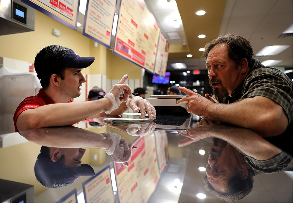 <strong>Andy Manzo takes Jeff Williams&rsquo; order at Jersey Mike&rsquo;s Bartlett location.</strong> (Patrick Lantrip/The Daily Memphian file)