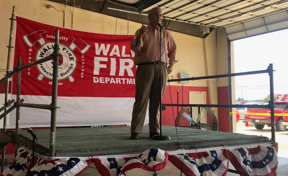 <strong>Mississippi Democratic gubernatorial candidate Brandon Presley speaks during a campaign event at the Walls Fire Department, Saturday, July 22, 2023.</strong> (Beth Sullivan/The Daily Memphian)
