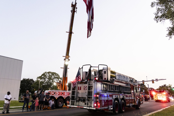 <strong>The Memphis Fire Department honored Lt. Jeffrey Norman on Sunday night with a &ldquo;Sea of Red&rdquo; that started at the Mid-South Coliseum and finished at Fire Station #10. Lt. Norman was killed responding to a fire Tuesday, July 18.</strong> (Brad Vest/Special to The Daily Memphian)