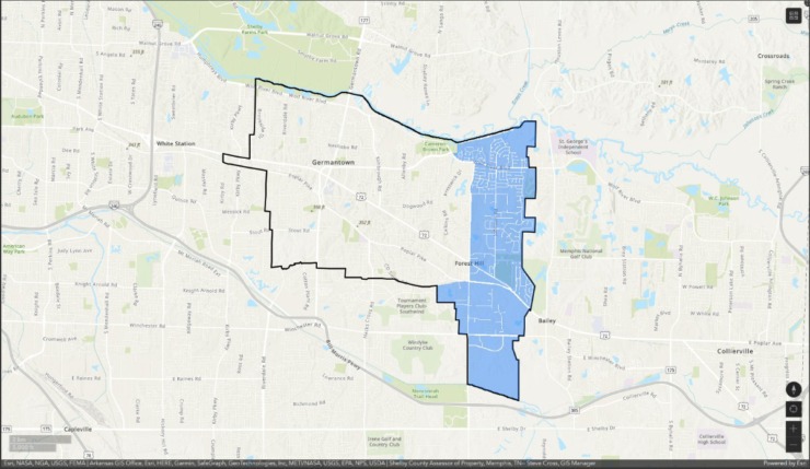 <strong>The area highlighted in blue may resume normal consumption and usage of water after following EPA guidelines provided. </strong>(Courtesy City of Germantown)