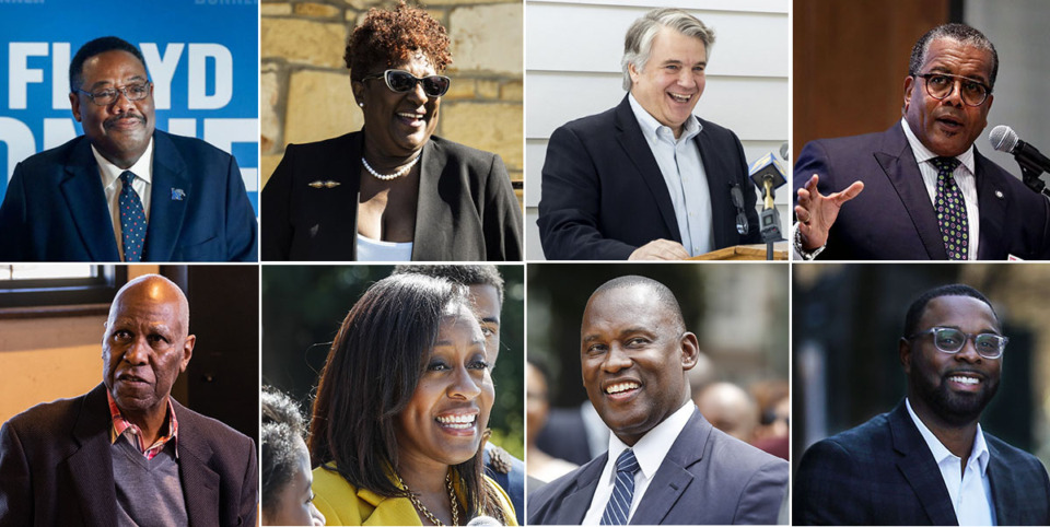 <strong>The Daily Memphian and WKNO will co-host a Memphis mayoral debate Tuesday, Aug. 15. Invited candidates are (top row, left to right) Floyd Bonner, Karen Camper, Frank Colvett, J.W. Gibson, (bottom row, left to right) Willie Herenton, Michelle McKissack, Van Turner and Paul Young.</strong> (The Daily Memphian file)