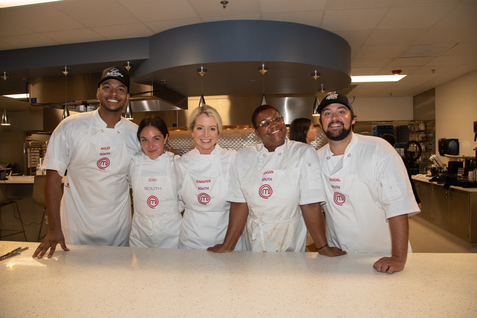 <strong>Kendal Adair (far right) and members of the &ldquo;MasterChef&rdquo; South team (from left) &mdash; Kolby Chandler, Savanna &ldquo;Sav&rdquo; Miles, Jennifer Maune and Reagan Sidney &mdash; will host &ldquo;Southern Table: VIP Chef Dinner&rdquo; in Nesbit Aug. 2.</strong> (Courtesy Kendal Adair)