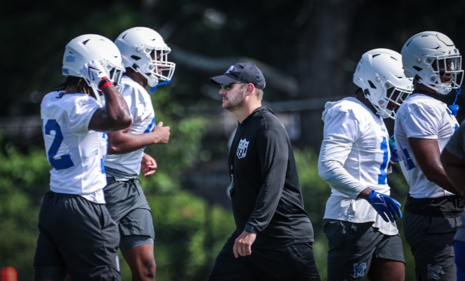 <strong>Coach Ryan Silverfield wanted his Memphis Tigers to put on their blinders and focus on simply controlling what they can control when preseason camp opened Wednesday.</strong> (Patrick Lantrip/The Daily Memphian)