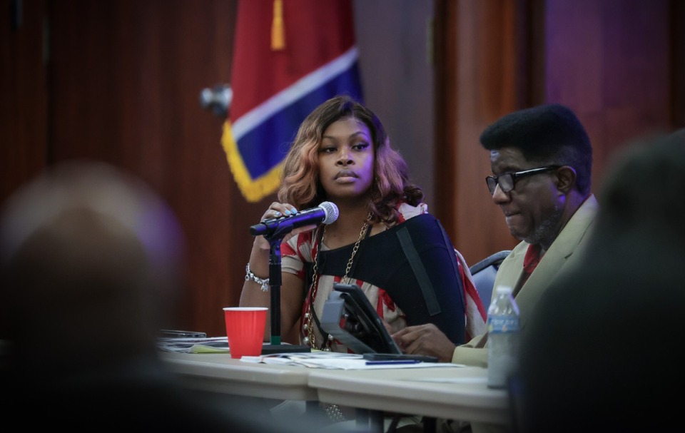 <strong>Memphis-Shelby County Board of Education member Stephanie Love waits to speak at a July 11, 2023 meeting.</strong> (Patrick Lantrip/The Daily Memphian file)