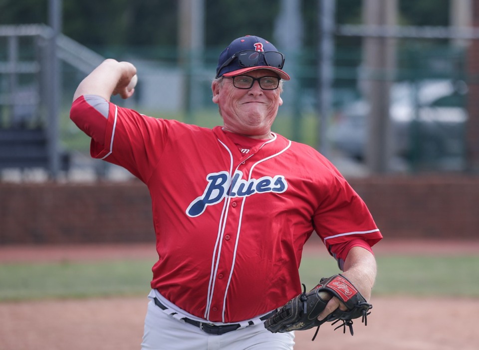 <strong>Mark Clark, 65, pitched every inning in a recent 55+ baseball game.&nbsp;&ldquo;You notice you don&rsquo;t hear any cussing or bad temper, but yet it&rsquo;s very competitive,&rdquo; Clark says. &ldquo;We respect the game.&rdquo;</strong> (Patrick Lantrip/The Daily Memphian)