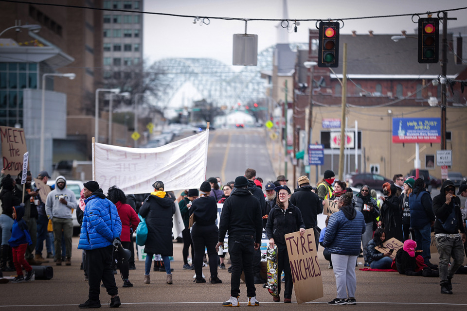 <strong>Email records show the Memphis Fire Department was preparing for a &ldquo;Level 4 Civil Disturbance&rdquo; prior to the release of the video footage of Tyre Nichols&rsquo; traffic stop on Jan. 7, 2023. The protests were peaceful even as protesters shut down the intersection of Poplar Avenue and Danny Thomas Boulevard in Downtown Memphis.</strong> (Patrick Lantrip/The Daily Memphian file)