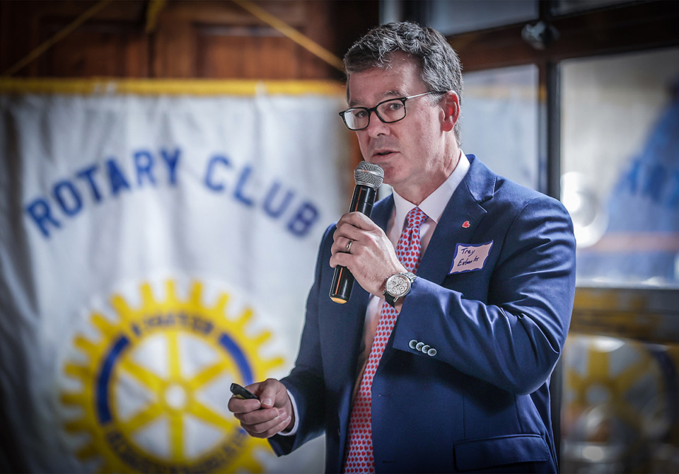 <strong>Dr. James "Trey" Eubanks speaks to the Rotary Club Aug. 8.</strong> (Patrick Lantrip/The Daily Memphian)