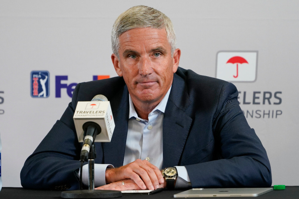 <strong>PGA Tour Commissioner Jay Monahan met with the players Tuesday in Memphis.</strong> (Seth Wenig/AP file)
