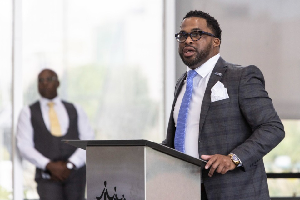 <strong>&ldquo;Whether it be Congress, the Senate or any governmental or civic body, it needs to be equitable,&rdquo; said Michael Bland, national vice president Leaders of Color. He spoke Saturday, Aug. 12 during a&nbsp; recognition event for 2023 graduates of the Leaders of Color prograam.</strong>&nbsp;(Brad Vest Special to The Daily Memphian)