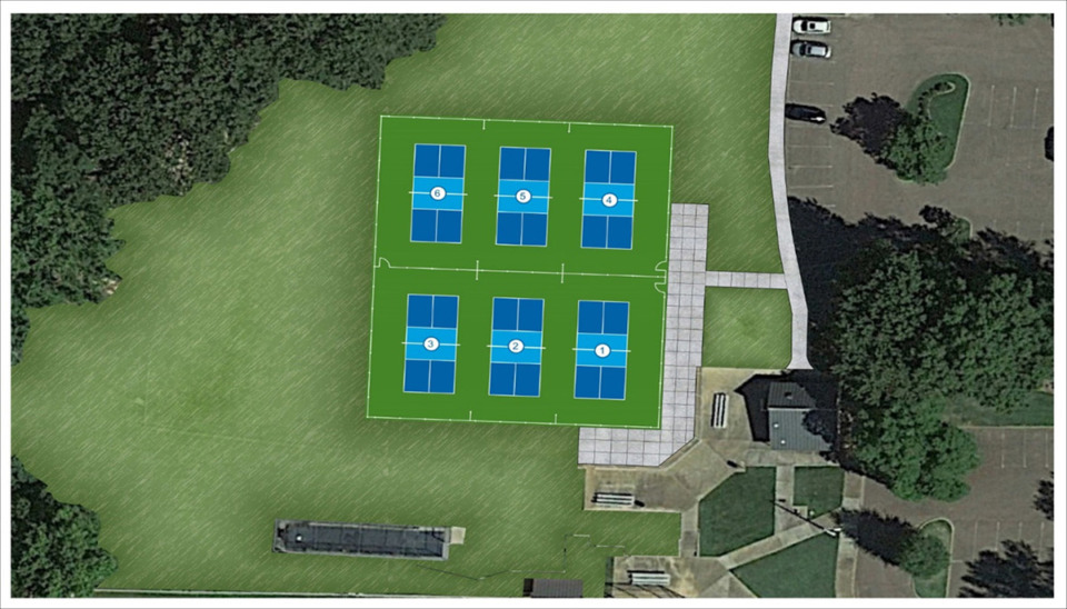 <strong>Six public pickleball courts are headed to Suggs Park in Collierville. The town's Board of Mayor and Aldermen approved the courts Aug. 14.</strong> (Courtesy Town of Collierville)