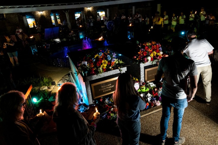 <strong>Fans are invited to walk up the driveway at Graceland to the gravesites at the annual Candlelight Vigil at Graceland.</strong> (Brad Vest/Special to The Daily Memphian)