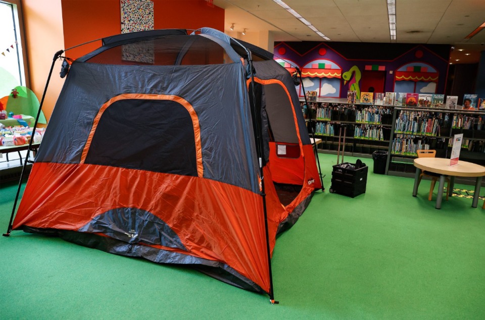 <strong>Memphis Public Library is allowing people to check out items like this tent on Wednesday, Aug. 16, 2023.</strong> (Mark Weber/The Daily Memphian)