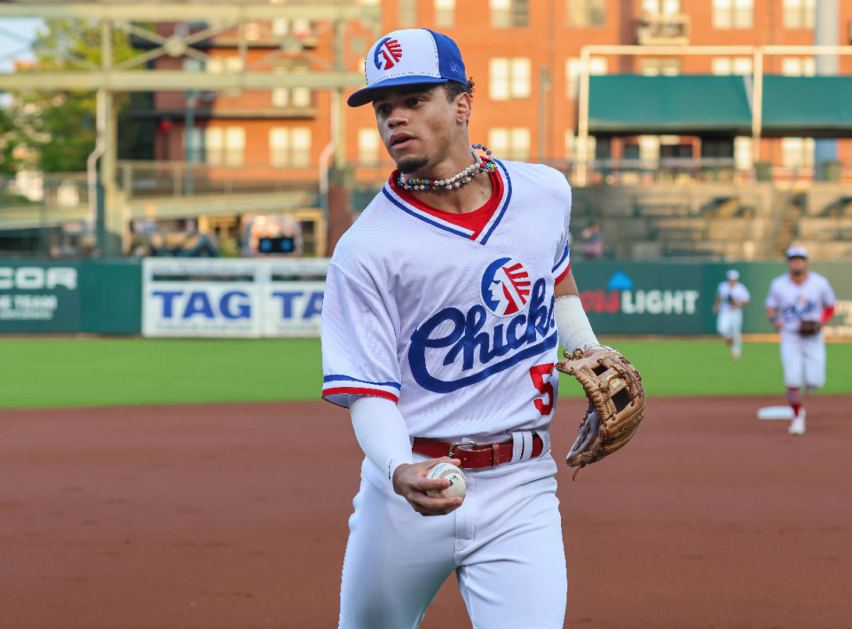 <strong>Shortstop Masyn Winn during his last game in Memphis before being called up to the St. Louis Cardinals. Memphis Redbirds win 6-2 against the Norfolk Tides at AutoZone Park on Aug. 18, 2023. </strong>(Wes Hale/Special to The Daily Memphian)