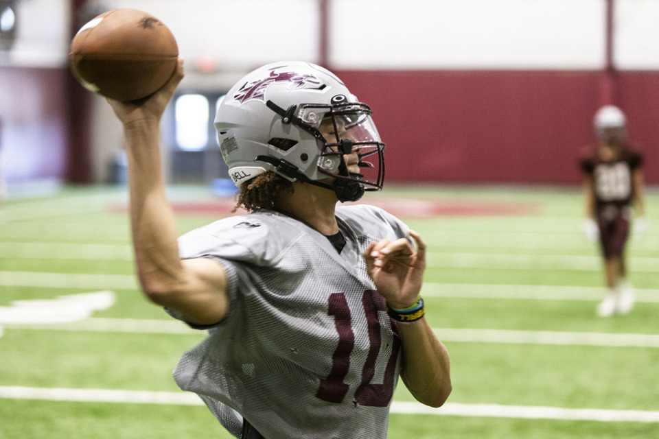 <strong>Aidan Glover, quarterback, is seen during Collierville High School football practice.</strong> (Brad Vest/Special to The Daily Memphian)
