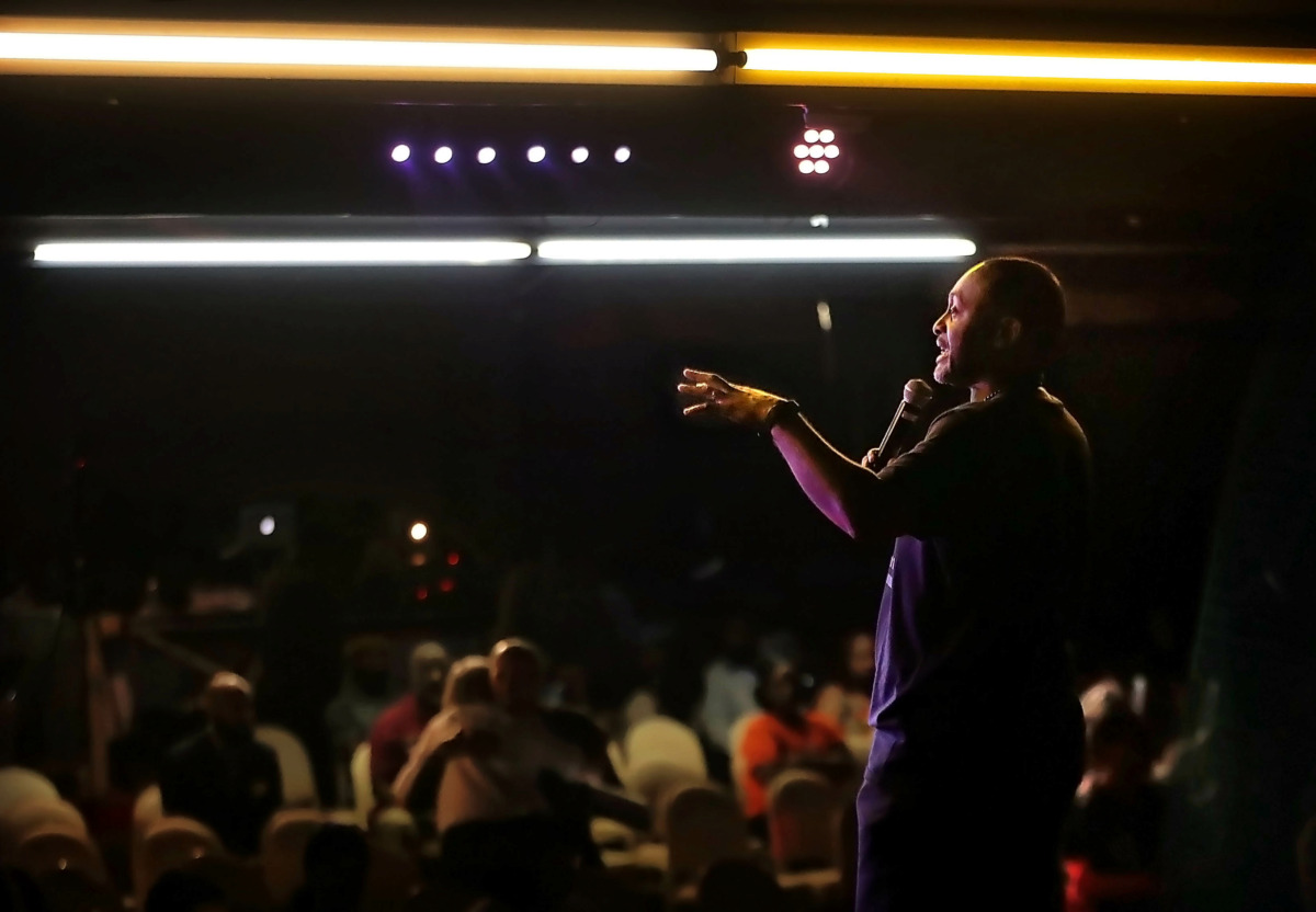 <strong>Event organizer Earle Fisher lays down the groundwork for candidate forums during the People's Convention on June 8, 2019, at the Paradise Entertainment Center as politicians, activists and engaged voters gather to select a slate of candidates in the local October elections.</strong> (Jim Weber/Daily Memphian)