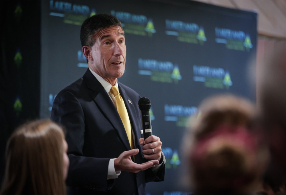 <strong>&ldquo;In my opinion, in the House (of Representatives) we&rsquo;ve really passed some pretty good, strong bills on issues I think are important to a lot of people,&rdquo; U.S. Rep. David Kustoff said at the Lakeland Area Chamber of Commerce luncheon Aug. 23, 2023.</strong> (Patrick Lantrip/The Daily Memphian)