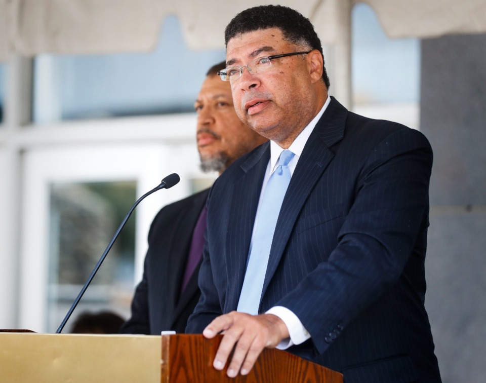 <strong>Odell Horton, Jr., speaks during a renaming ceremony of the Odell Horton Federal Building, named after his late father on Monday, July 25, 2022.</strong> (Mark Weber/The Daily Memphian file)