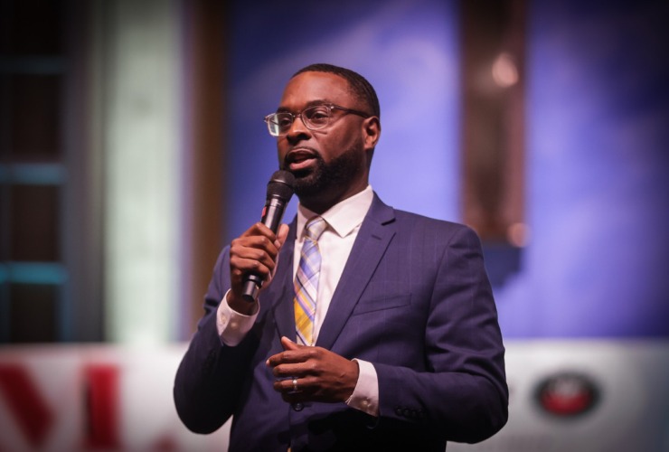 <strong>Memphis mayoral candidate Paul Young speaks at a July 22 mayoral forum at Mississippi Boulevard Christian Church.</strong> (Patrick Lantrip/The Daily Memphian file)