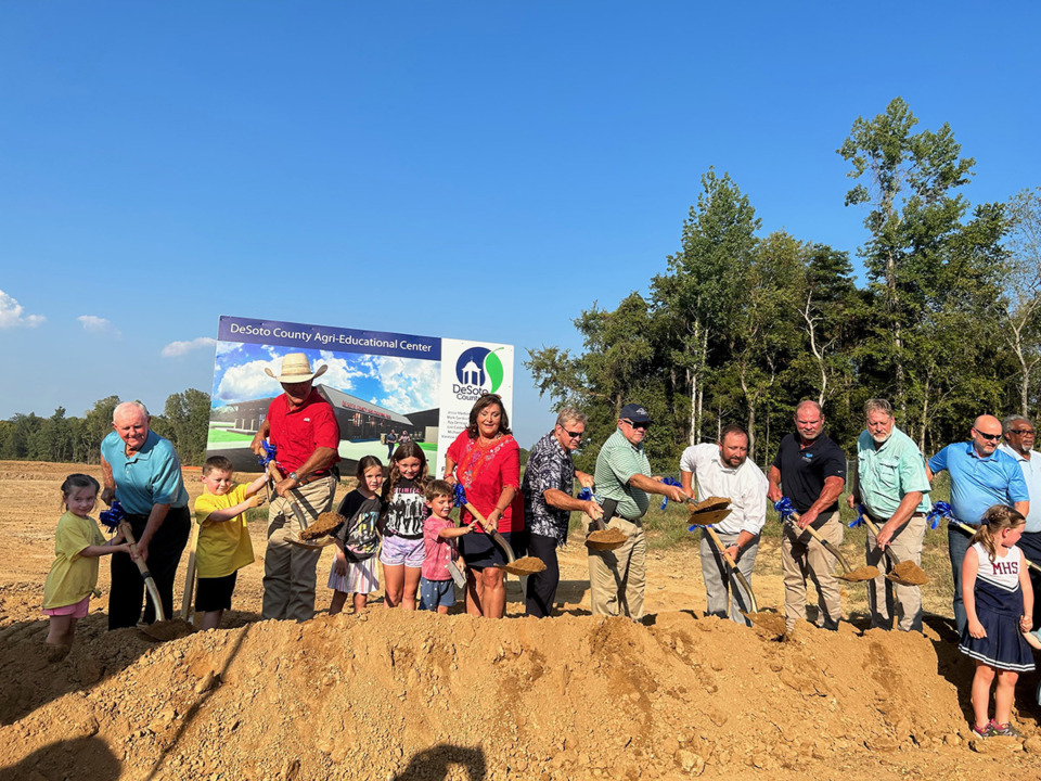 <strong>DeSoto County officials, project team members and community members break ground on DeSoto County&rsquo; new agricultural center Friday, Aug. 25.</strong> (Beth Sullivan/The Daily Memphian)