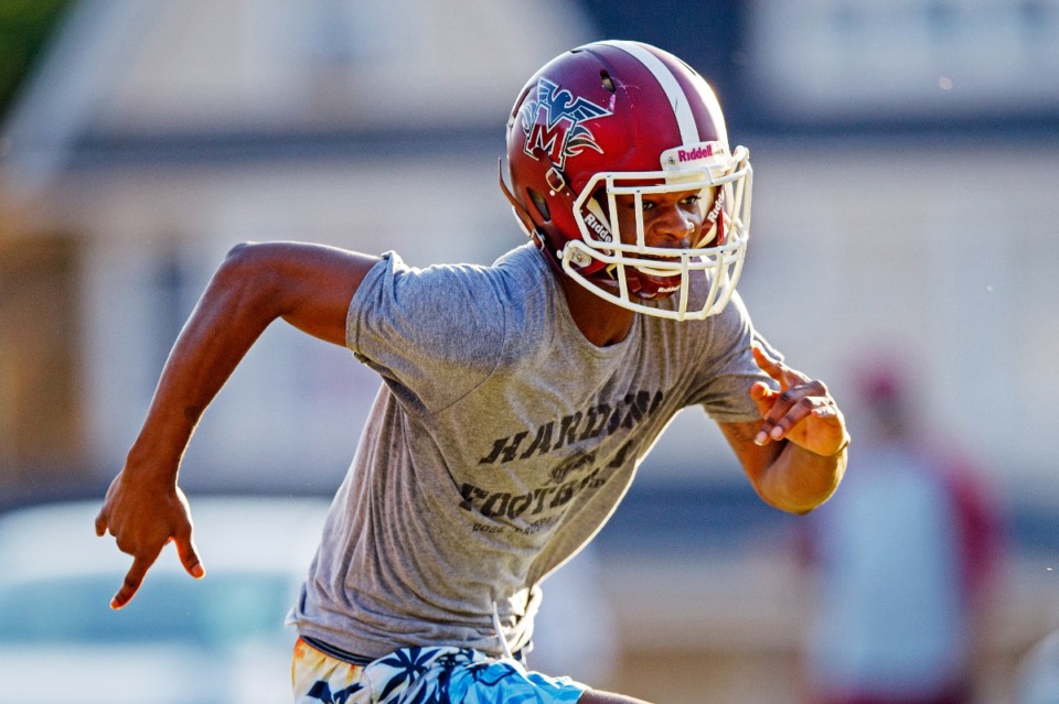 <strong>MASE running back Kumaro Brown runs a drill during practice on Thursday July, 24, 2022.</strong>&nbsp;(Justin Ford/Special to Daily Memphian file)