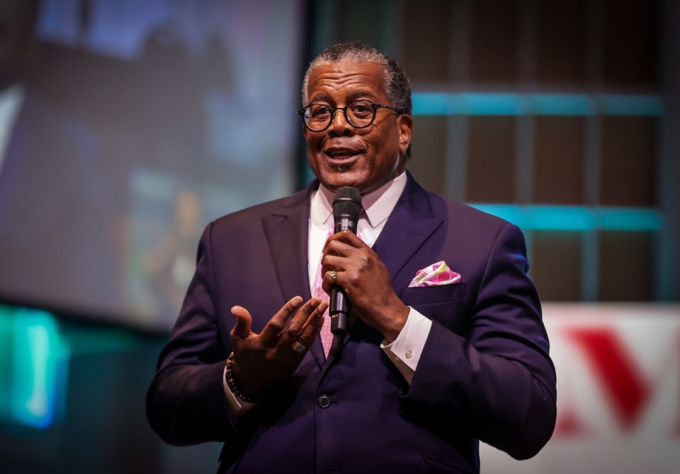 <strong>Memphis mayoral candidate JW Gibson speaks at a July 22, 2023 mayoral forum at Mississippi Boulevard Baptists Church.</strong> (Patrick Lantrip/The Daily Memphian file)
