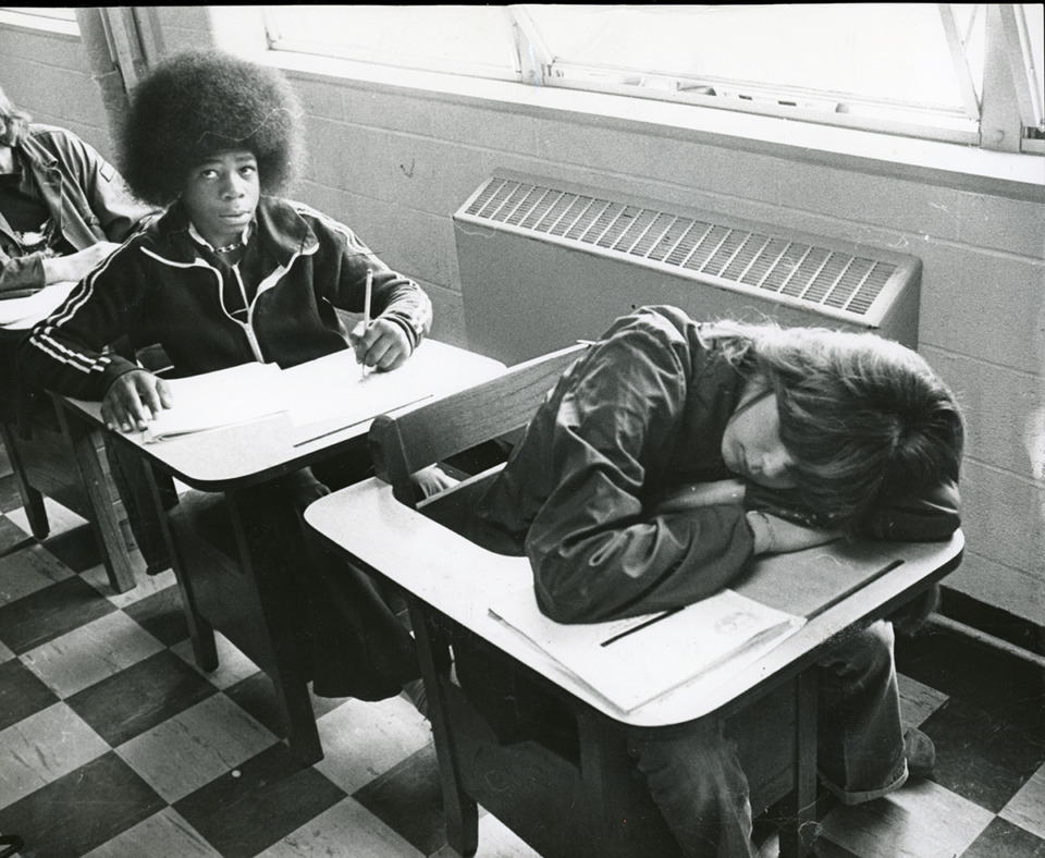 <strong>Memphis classroom tableau 1979 near the end of the sixth year of Plan Z.</strong> (Courtesy Special Collections Department, University of Memphis Libraries)