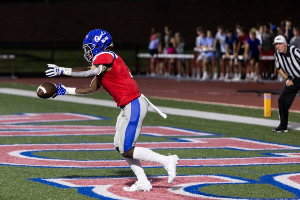 <strong>Memphis University School&rsquo;s Makhi Shaw contributed on both offense and defense in the Owls&rsquo; 39-0 win over Melrose Aug. 25.</strong> (Brad Vest/The Daily Memphian file)
