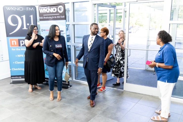<strong>Mayoral candidate Paul Young, middle, arrives at WKNO on Aug. 15 before the start of The Daily Memphian mayoral debate.</strong>&nbsp;(Brad Vest/Special to The Daily Memphian file)