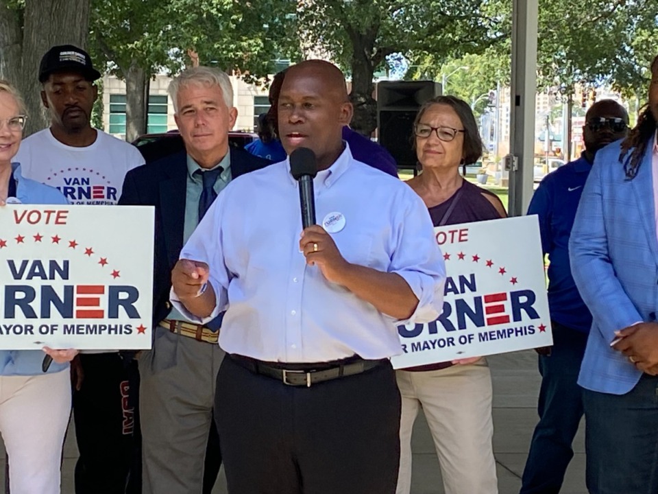 <strong>Memphis Mayoral contender Van Turner returned to Health Sciences Park one year to the day he announced his candidacy for mayor on 901 Day.</strong> (Bill Dries/The Daily Memphian)