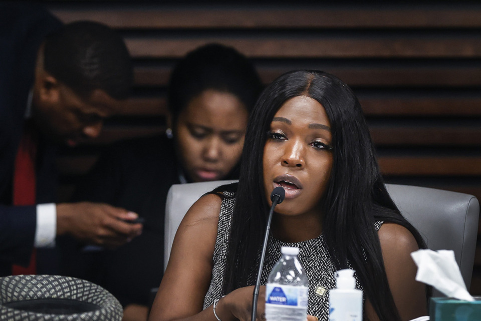 <strong>Michalyn Easter-Thomas is seeking reelection to her District 7 city council seat. She speaks during a committee session discussing plans for Greenlaw Community Center on Tuesday, June 13, 2023.</strong> (Mark Weber/The Daily Memphian file)