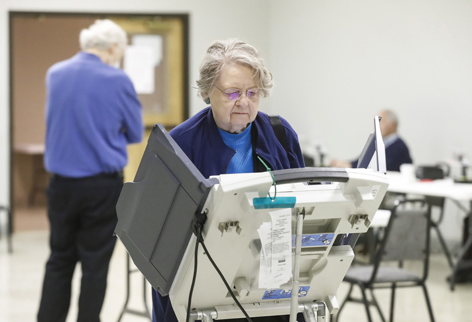 <strong>Voters cast their ballots during early voting on April 20, 2022, at New Bethel Missionary Baptist Church.</strong> (Mark Weber/The Daily Memphian file)